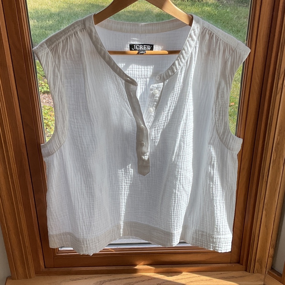 J. Crew Women's Cream Sleeveless Blouse